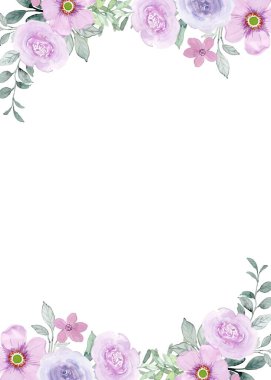 Çiçekli Çerçeve ile suluboya arka plan.