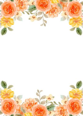 Çiçekli Çerçeve ile suluboya arka plan.