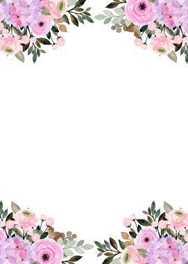 Çiçekli Çerçeve ile suluboya arka plan.