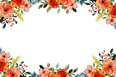 Çiçekli Çerçeve ile suluboya arka plan.