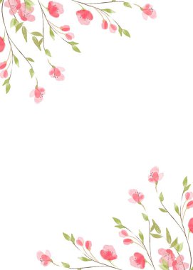 suluboya çiçek çerçevesi, tasarım için arkaplan.