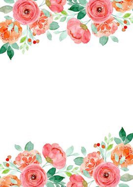 suluboya çiçek çerçevesi, tasarım için arkaplan.