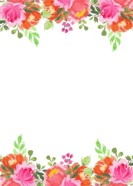 suluboya çiçek çerçevesi, tasarım için arkaplan.