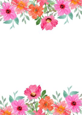 suluboya çiçek çerçevesi, tasarım için arkaplan.