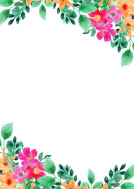 suluboya çiçek çerçevesi arkaplanı.