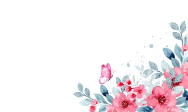 Suluboya çiçek çerçevesi beyaz arkaplanda izole.