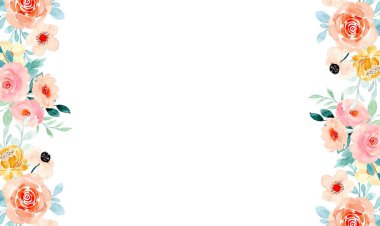 Suluboya çiçek çerçevesi beyaz arkaplanda izole.