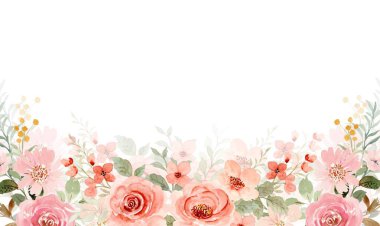 Suluboya çiçek çerçevesi beyaz arkaplanda izole.