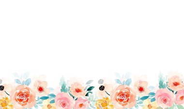 Suluboya çiçek çerçevesi beyaz arkaplanda izole.