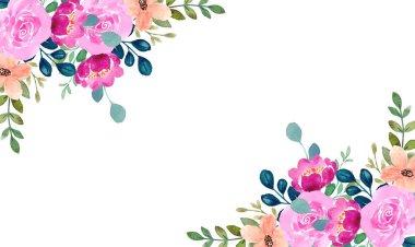 Suluboya renkli çiçek çerçevesi arkaplanı