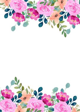 Suluboya renkli çiçek çerçevesi arkaplanı