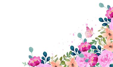 Suluboya renkli çiçek çerçevesi arkaplanı