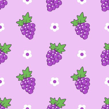 Kusursuz mor üzüm desenli tasarım vektörü