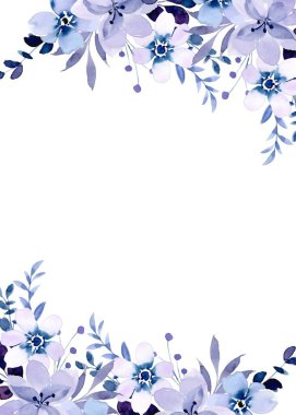 Tasarım için suluboya çiçek çerçevesi arkaplanı.