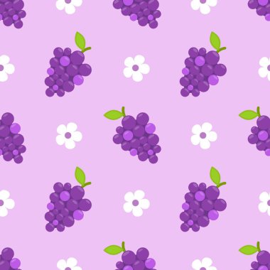 Kusursuz mor üzüm desenli tasarım vektörü.