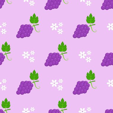 Kusursuz mor üzüm desenli tasarım vektörü.