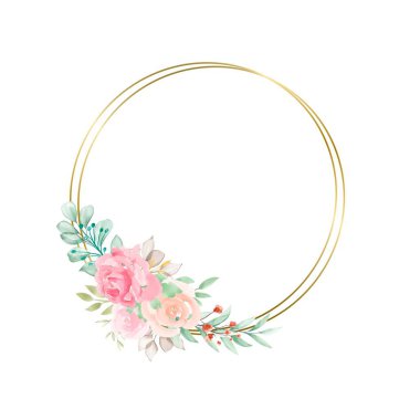 suluboya çiçek çerçevesi, tasarım için arkaplan, pastel renkler