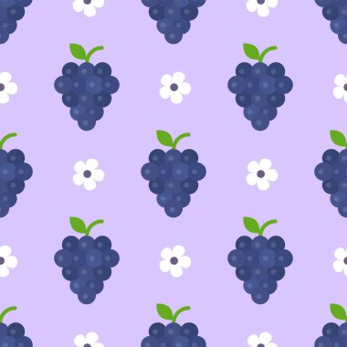 Kusursuz mor üzüm desenli tasarım vektörü.