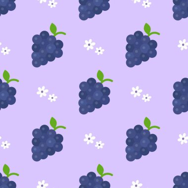 Kusursuz mor üzüm desenli tasarım vektörü.