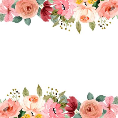 suluboya çiçek çerçevesi, tasarım için arkaplan