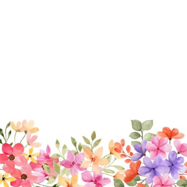 Tasarım için suluboya çiçek arka planı. Çiçek sınır çerçevesi şablonu.