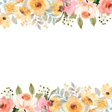 suluboya çiçekler tasarım için çerçeve.