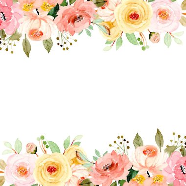 suluboya çiçekler tasarım için çerçeve.