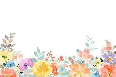 suluboya çiçek çerçevesi, tasarım için arkaplan, pastel renkler