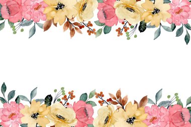 suluboya çiçek çerçevesi, tasarım için arkaplan, pastel renkler
