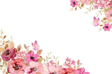 watercolor flowers frame, background for design, pastel colors clipart