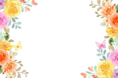 suluboya çiçek çerçevesi, tasarım için arkaplan, pastel renkler