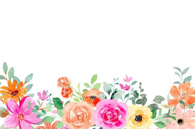 suluboya çiçek çerçevesi, tasarım için arkaplan, pastel renkler