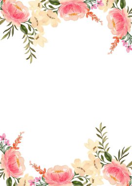 Tasarım için suluboya çiçek arka planı. Çiçek sınır çerçevesi şablonu.