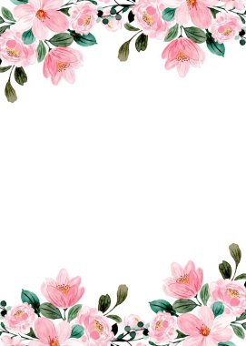 Tasarım için suluboya çiçek arka planı. Çiçek sınır çerçevesi şablonu.