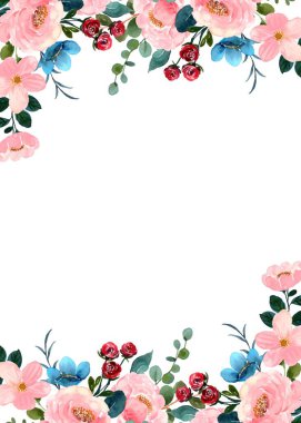 Tasarım için suluboya çiçek arka planı. Çiçek sınır çerçevesi şablonu.