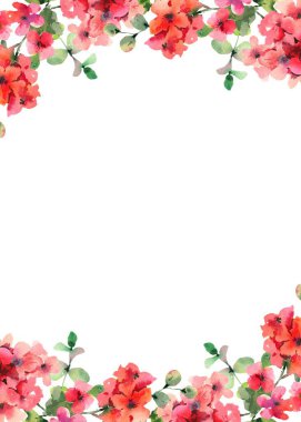 Tasarım için suluboya çiçek arka planı. Çiçek sınır çerçevesi şablonu.