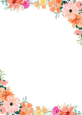 Tasarım için suluboya çiçek arka planı. Çiçek sınır çerçevesi şablonu.
