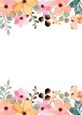 Tasarım için suluboya çiçek arka planı. Çiçek sınır çerçevesi şablonu.