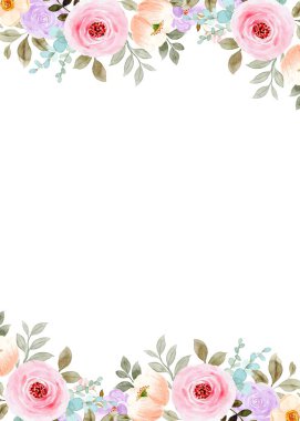 Tasarımlarınızı beyaz bir arkaplanda izole edilmiş suluboya çiçek çerçevesi ile dekore edin.