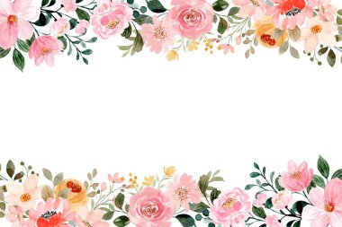 suluboya çiçek çerçevesi, tasarım için arkaplan