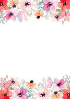 Tasarımlarınızı beyaz bir arkaplanda izole edilmiş suluboya çiçek çerçevesi ile dekore edin.