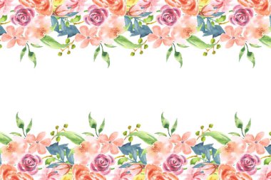 Tasarımlarınızı beyaz bir arkaplanda izole edilmiş suluboya çiçek çerçevesi ile dekore edin.