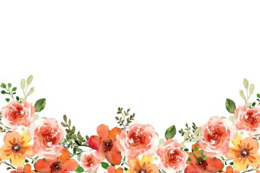 Tasarımlarınızı beyaz bir arkaplanda izole edilmiş suluboya çiçek çerçevesi ile dekore edin.