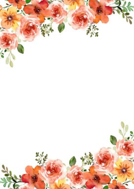 Tasarımlarınızı beyaz bir arkaplanda izole edilmiş suluboya çiçek çerçevesi ile dekore edin.