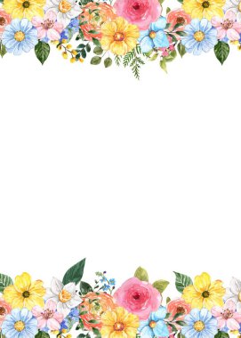 Düğün, doğum günü, kart, arkaplan, davetiye, duvar kağıdı, çıkartma, dekorasyon için suluboya bahar çiçeği.