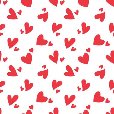 Red love seamless vector repeat pattern on white background. clipart