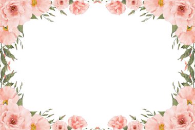 Düğün, doğum günü, kart, arkaplan, davetiye, duvar kağıdı, çıkartma, dekorasyon için suluboya çiçek sınırı.