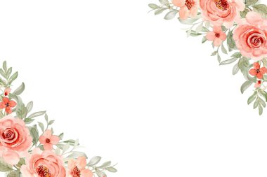 Düğün, doğum günü, kart, arkaplan, davetiye, duvar kağıdı, çıkartma, dekorasyon için suluboya çiçek sınırı.