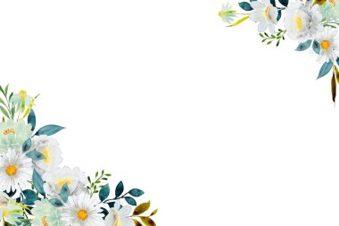 Düğün, doğum günü, kart, arkaplan, davetiye, duvar kağıdı, çıkartma, dekorasyon için suluboya çiçek sınırı.