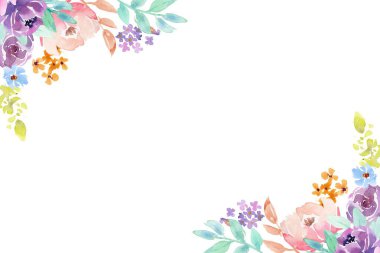 Beyaz arkaplanda suluboya çiçeksiz sınır çerçevesi.